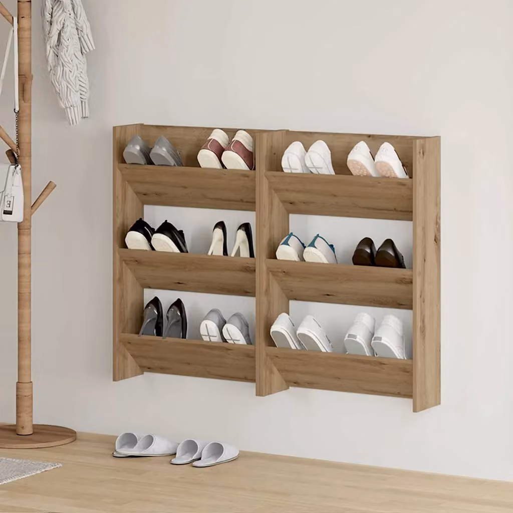 Set di 2 scarpiera mobili vidaXL in legno marrone L: 60 cm, P: 18 cm, H: 90 cm
