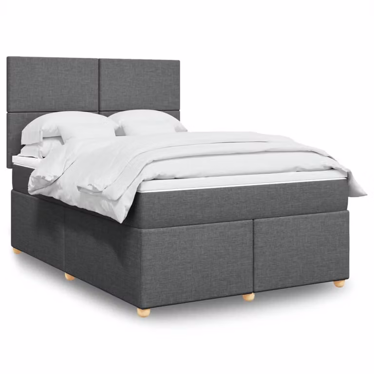 vidaXL Giroletto a Molle con Materasso Ibrido in Tessuto Grigio e Bianco L 140 x P 200 cm
