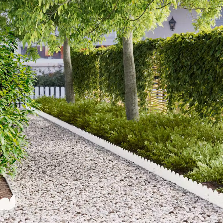 Set di 20 bordure per prato vidaXL in acciaio bianco, 103 x 15 cm