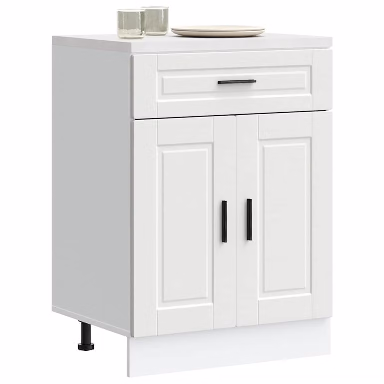 Base da cucina moderna vidaXL Porto Bianco in legno e MDF con ante e cassetti, L: 60,0 cm, P: 46,0 cm, H: 81,5 cm