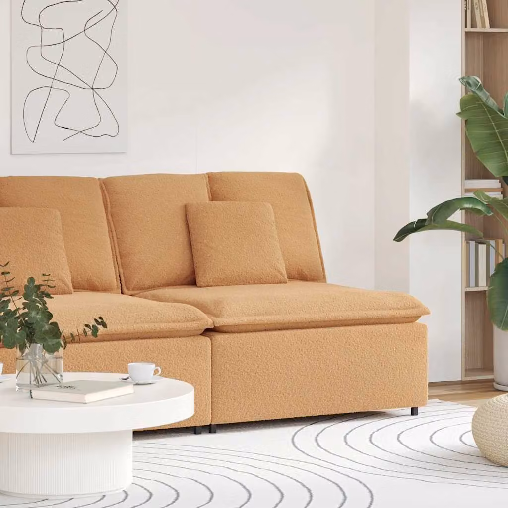 vidaXL Modulo Centrale di Divano Modulare con Cuscini Beige L: 100 cm