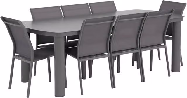 Set tavolo da giardino in alluminio con 8 sedie, antracite