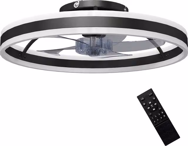 HOMCOM Ventilatore da Soffitto con Luce LED, 6 Velocità, Motore Reversibile e Telecomando, Potenza 45W, Ø50x13,5 cm, Nero   Aosom Italy