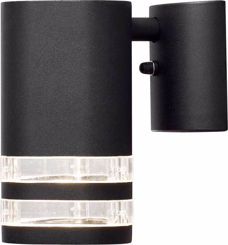 Konstsmide Modena Long applique in alluminio laccato nero con vetro acrilico trasparente