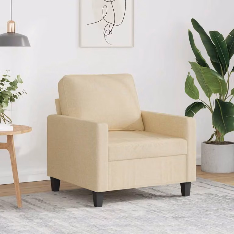 Poltrona moderna vidaXL in tessuto beige con struttura in metallo e braccioli
