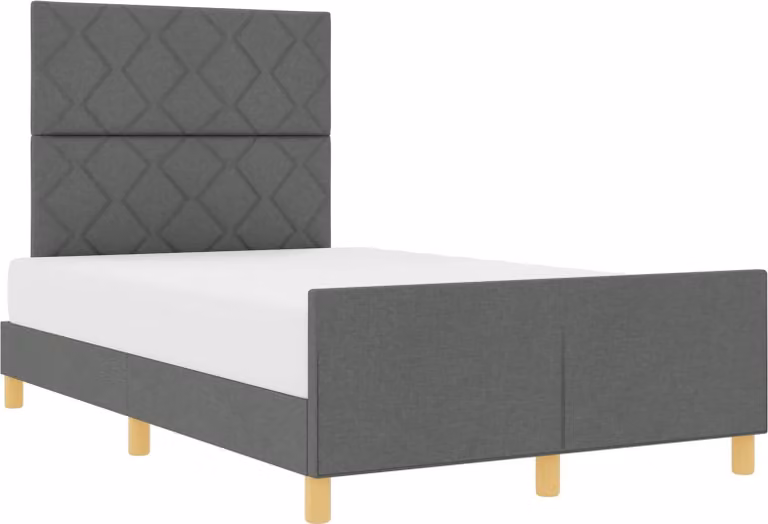 Giroletto con testiera in tessuto grigio scuro 120 x 200 cm