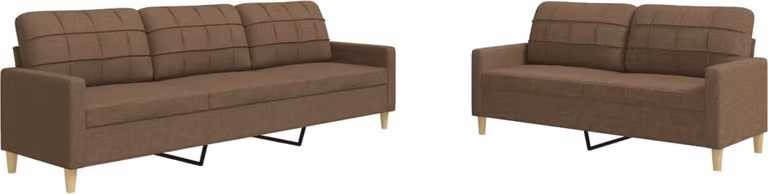 Set di Divani 2 pz Marrone in Tessuto