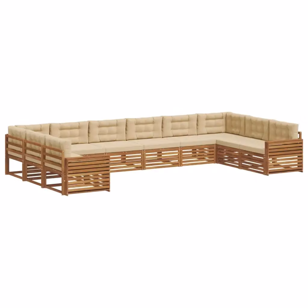Set di divani da giardino vidaXL in legno di acacia massello con cuscini beige, 7 pezzi, forma a L con angolo a sinistra – 2