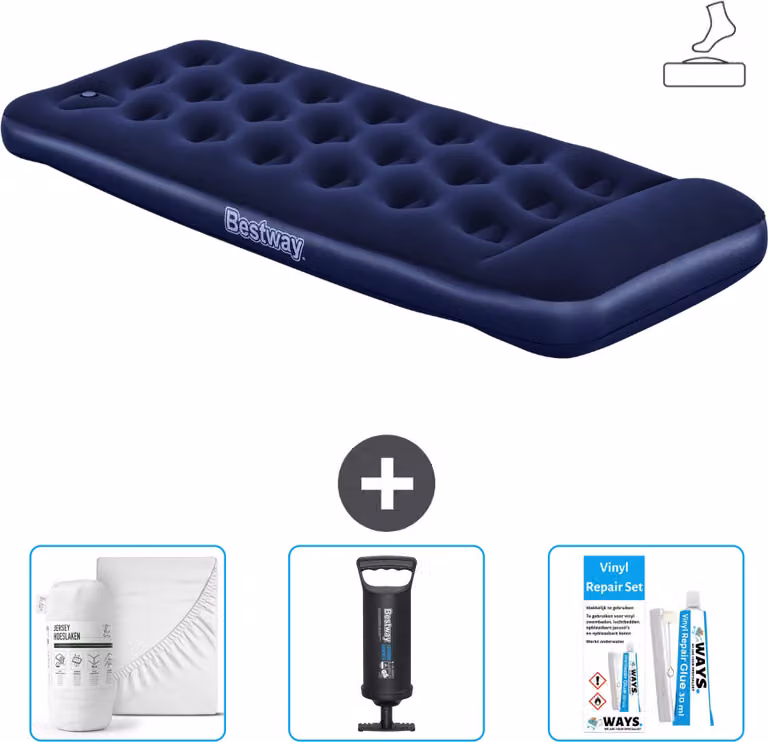 Materasso gonfiabile Bestway - 1 persona - 76 x 185 x 28 cm - Blu - Accessori inclusi