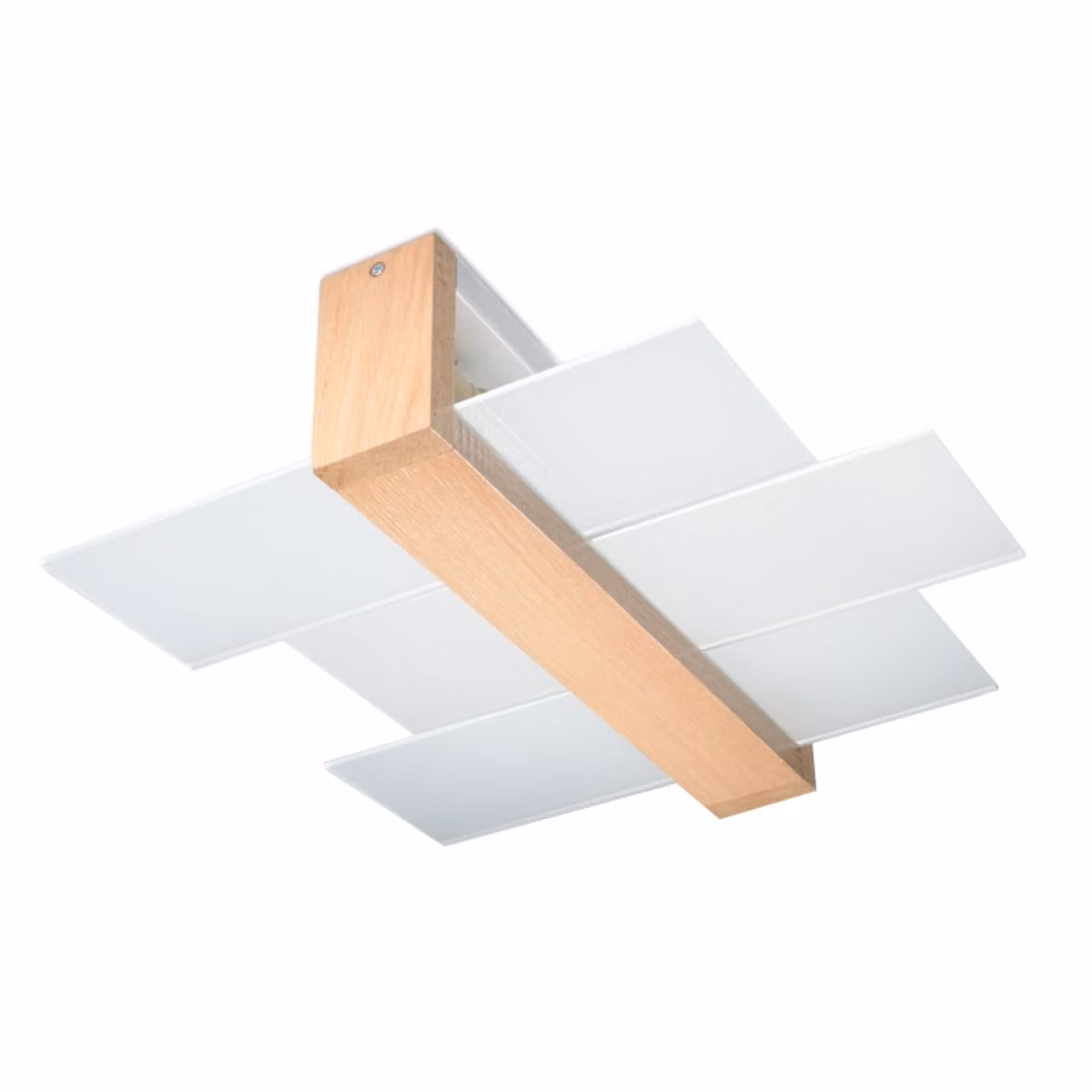 Lampada da soffitto REBIRD in legno naturale e bianco, 2xE27x60W, dimensioni: 12x43x43 cm, IP20, Pure Lume