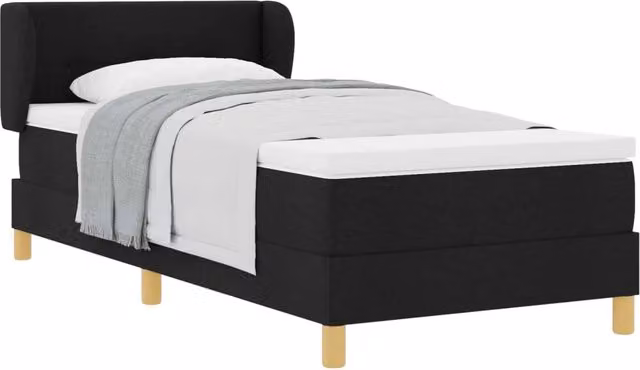 Letto singolo | Letto per adulti | Letto a molle con materasso Nero 90 x 200 cm Tessuto