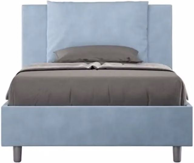 Letto singolo senza rete imbottito 100x200 microfibra azzurro Antea