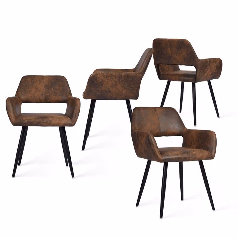 Meubles Cosy Set da 4 poltrone da sala da pranzo in stile industriale in Similcuoio scamosciata – CROMWELL