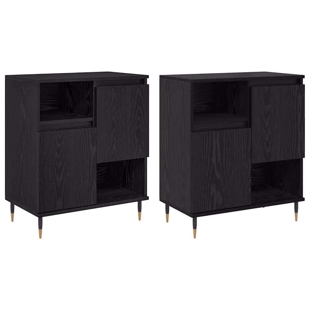 Set di 2 Sideboard vidaXL in Rovere e Nero, L/P/H: 120 x 35 x 70 cm – 2