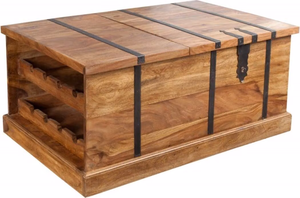 Tavolino bar di design Casa Padrino colori naturali 100cm x 60cm x H40cm - mobili da salotto in stile rustico