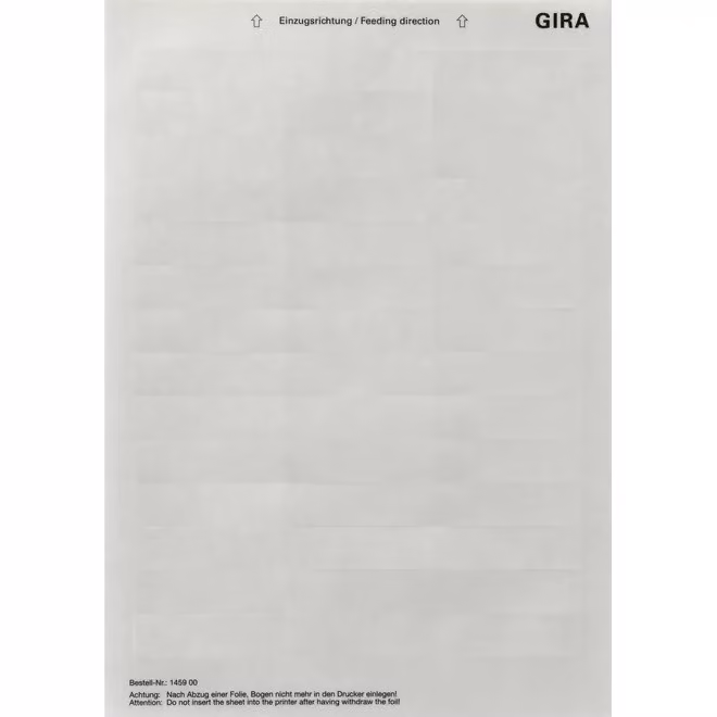 Gira 145900 Fogli per etichette 62,0x18,0 mm Accessori