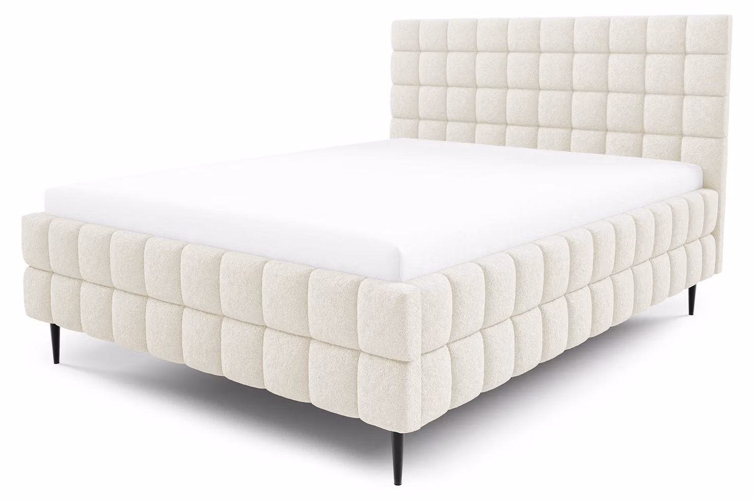 Letto imbottito con contenitore Stratus, colore avorio, dimensioni 160 x 200 cm