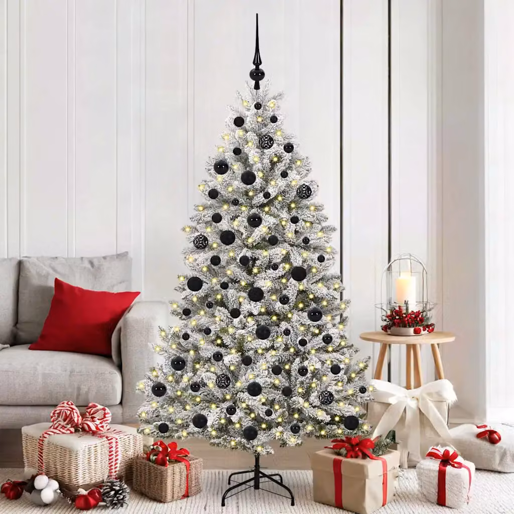 Albero di Natale artificiale vidaXL verde con 300 LED bianco caldo e struttura in metallo e PVC