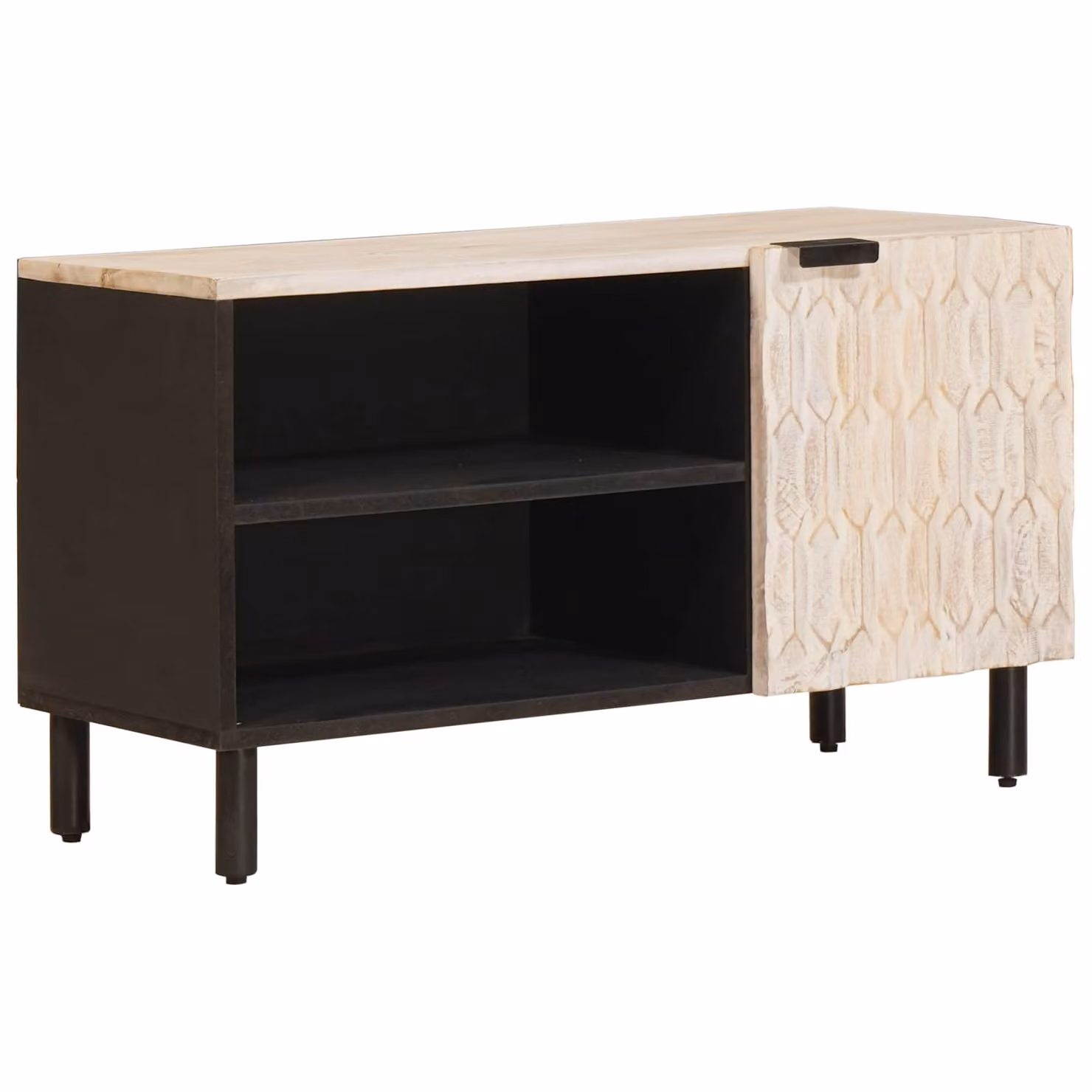 Mobile TV moderno vidaXL in legno e metallo, finitura Bianco Lavato, L 80 cm x P 33 cm x H 46 cm