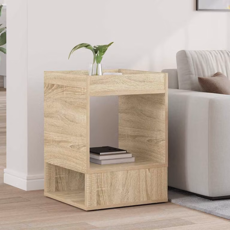 Tavolino moderno vidaXL in legno ingegnerizzato color rovere, L/P/H: 40 x 40 x 56 cm