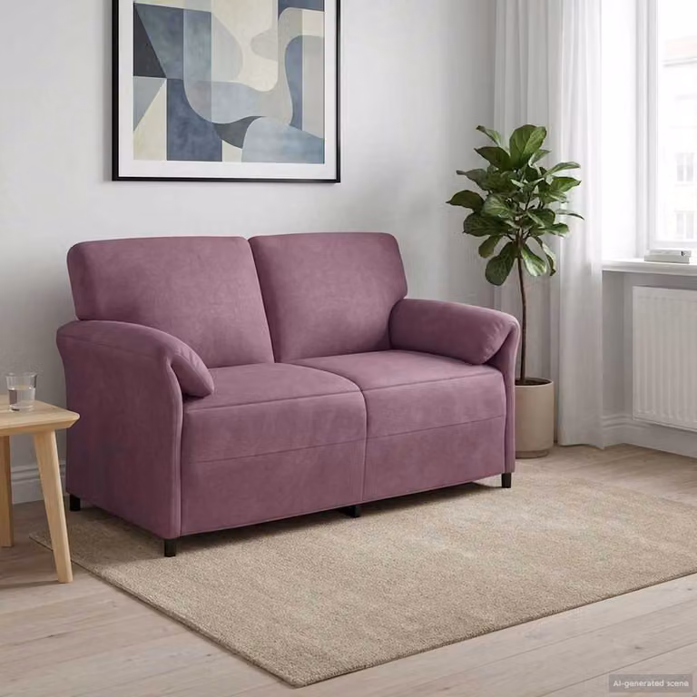 vidaXL Divano a 2 Posti Moderno in Velluto Viola con Cuscini, L: 158 cm, P: 83 cm, H: 95 cm