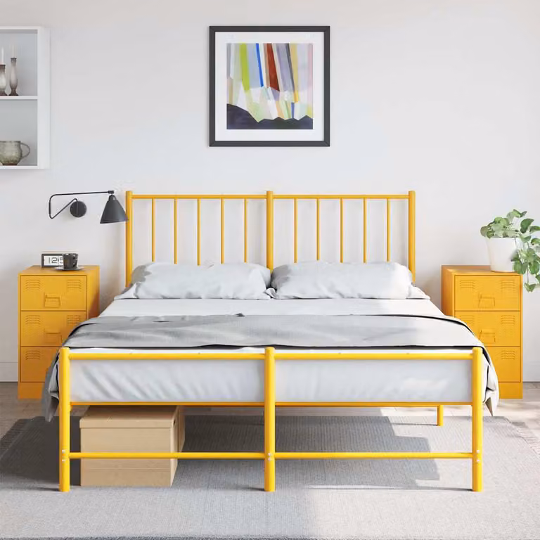 Set di 2 comodini vidaXL in metallo giallo moderno L/P/H: 34,5 x 39 x 62 cm