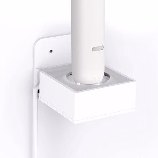 Porta-panno per spazzolini compatto da montare a parete - Adesivo - Ideale per la serie Oral-B iO 7/8/9 - Supporto adesivo per porta-panno da bagno - Bianco - 1 pezzo