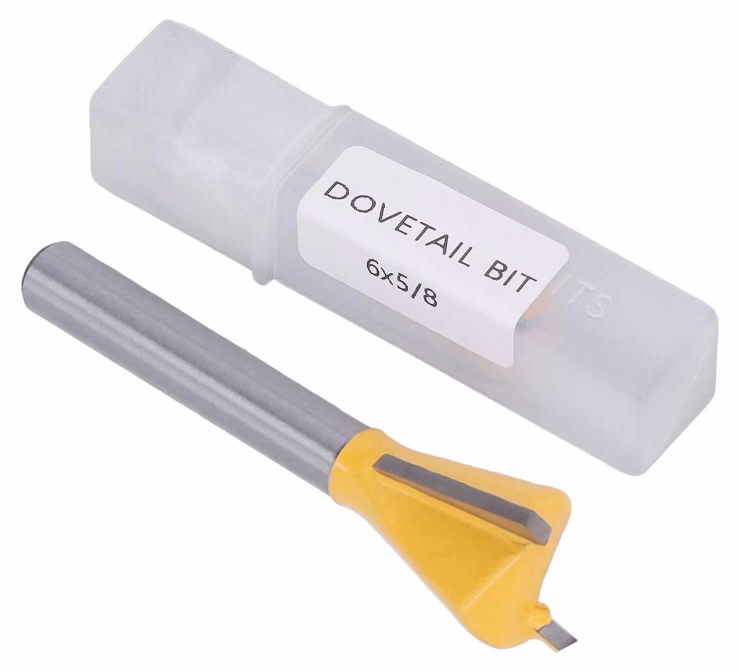 Punta a coda di rondine, diametro 6 mm, lega di tungsteno, metallo duro, rivestimento in PTFE, per lavorazione del legno, fresa, fresa, colore giallo, 5/8 di pollice