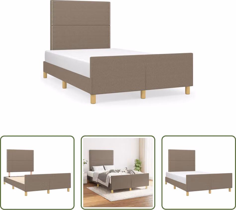 The Living Store Struttura letto con testiera in tessuto taupe 120x190 cm