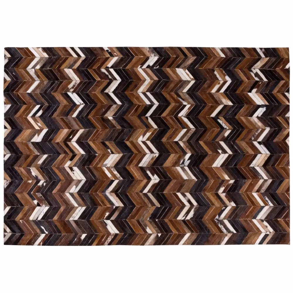 Tappeto Patchwork in Pelle Bovina BELIANI, Design Moderno Rettangolare, Multicolore Marrone e Beige, L: 230 cm, P: 160 cm – 2