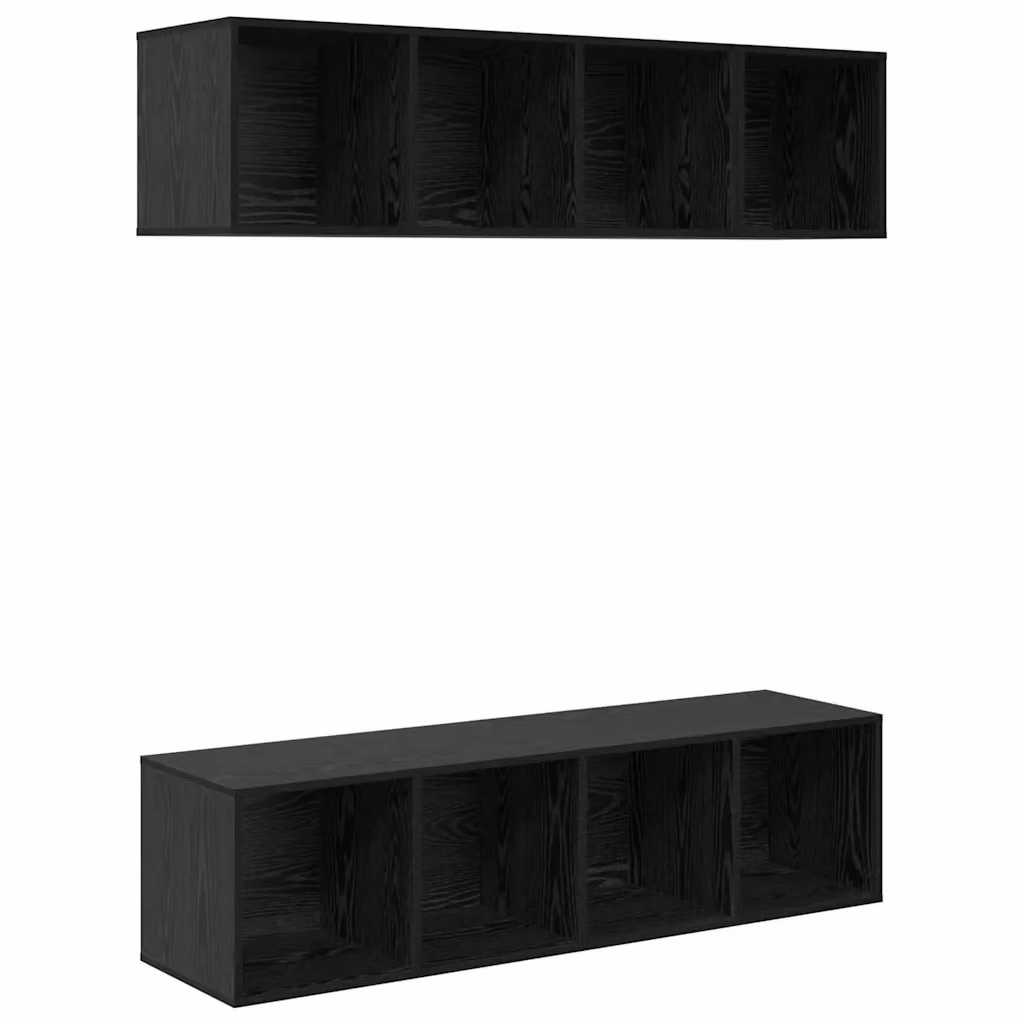 Set mobile TV moderno vidaXL in 3 pezzi, colore nero e marrone, in legno ingegnerizzato MDF per soggiorno – 2