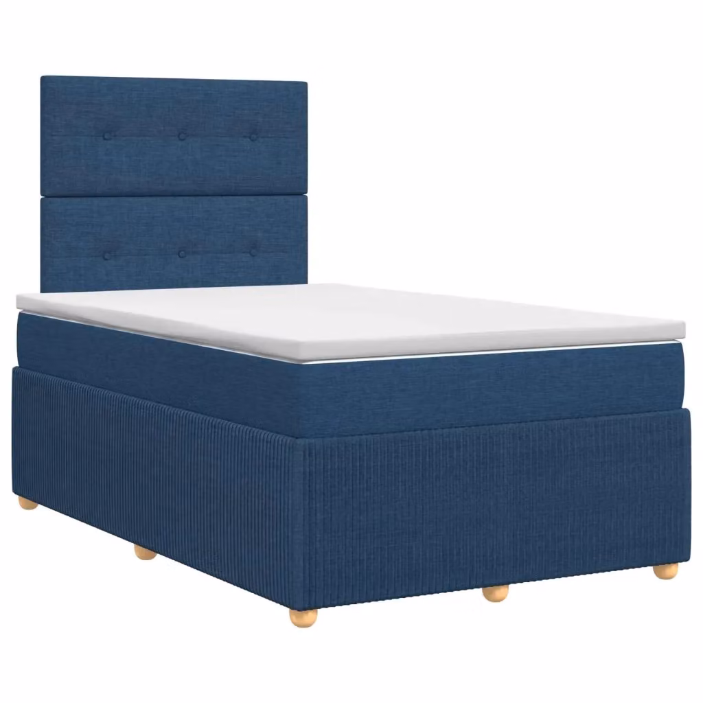 Letto box spring con materasso vidaXL in tessuto blu e bianco con base a sollevamento L/P/H: 120 x 200 x 140,5 cm – 2