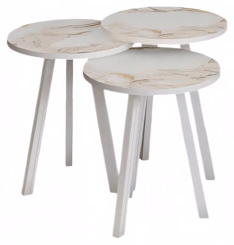 Elegantes Beiges Holz Couchtisch-Set in modernem Design
