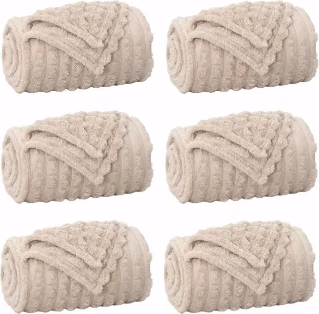 Coperte da Pile 6 pz Beige 240 x 220 cm Panno
