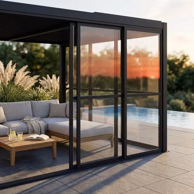 Pannello laterale in policarbonato trasparente da 3 m per pergola bioclimatica Cosmo