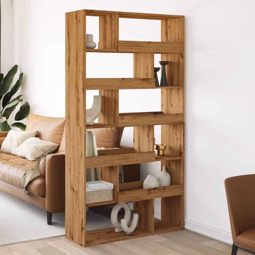 Libreria vidaXL in MDF Rovere Marrone con Design Classico, L: 100 cm, P: 33 cm, H: 187,5 cm