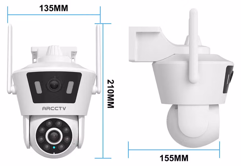 Telecamera di sorveglianza - Telecamera dome Wi-Fi - 4 MP - Doppio obiettivo - Tracciamento intelligente - Visione notturna a colori - Grado di protezione IP66 - Audio bidirezionale