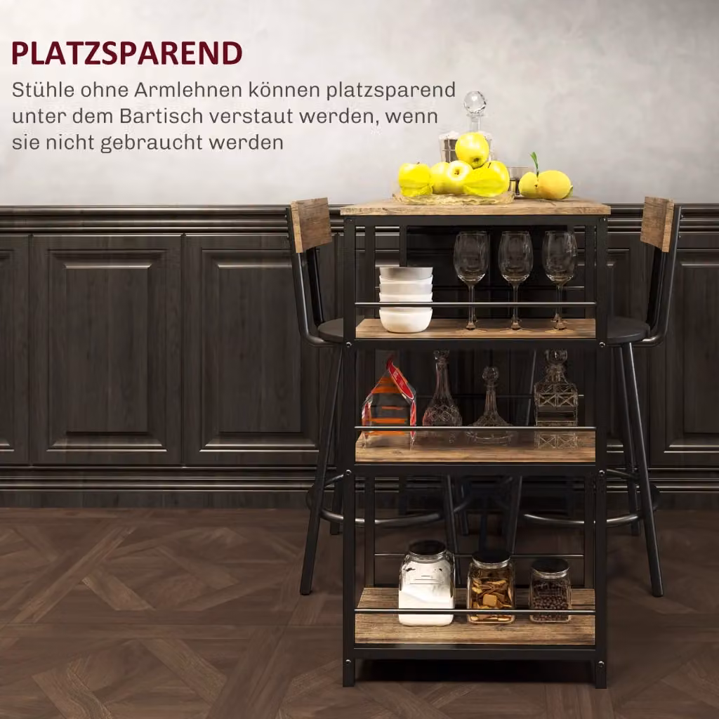 Set da 3 pezzi Tavolo Bar e 2 Sgabelli REDOM in Rovere, L/P/H: 90 x 50 x 90,5 cm – 2