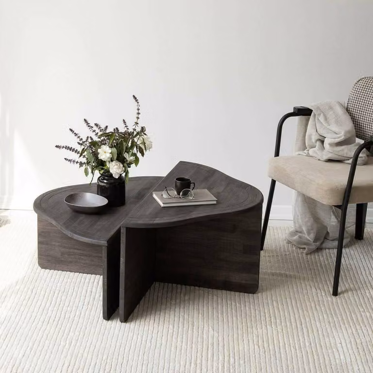 Dmora Tavolino da Salotto Emiri 90x90x40h cm Nero Antracite, Modulare Forma Rettangolare
