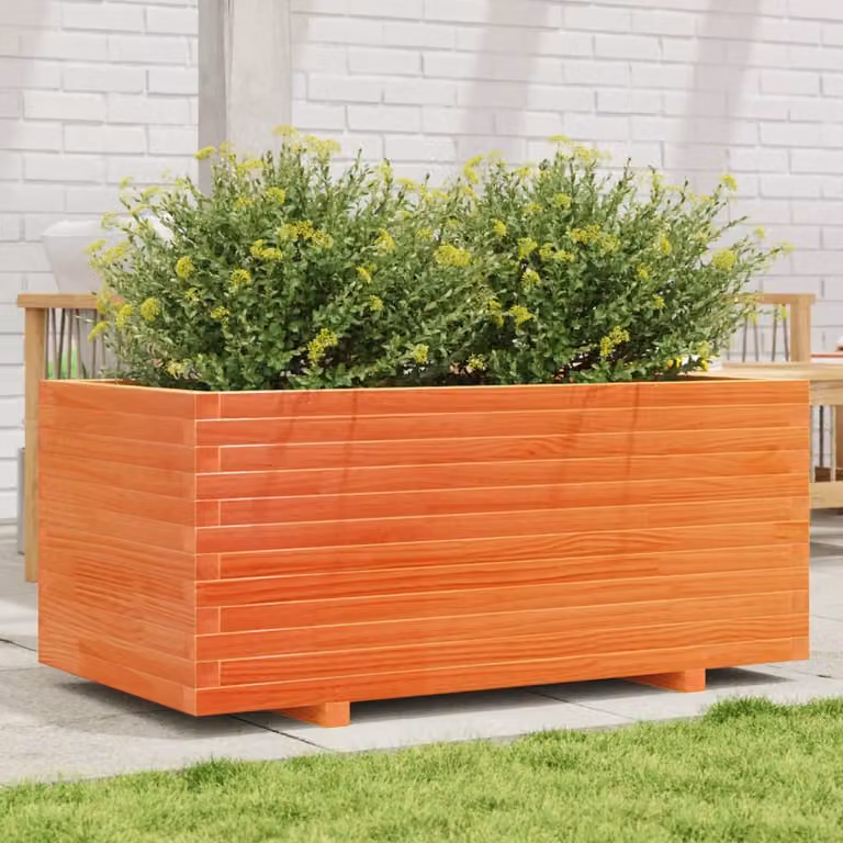 Fioriera da giardino vidaXL in legno massello di pino, colore marrone, L 110 cm x P 60 cm x H 49,5 cm