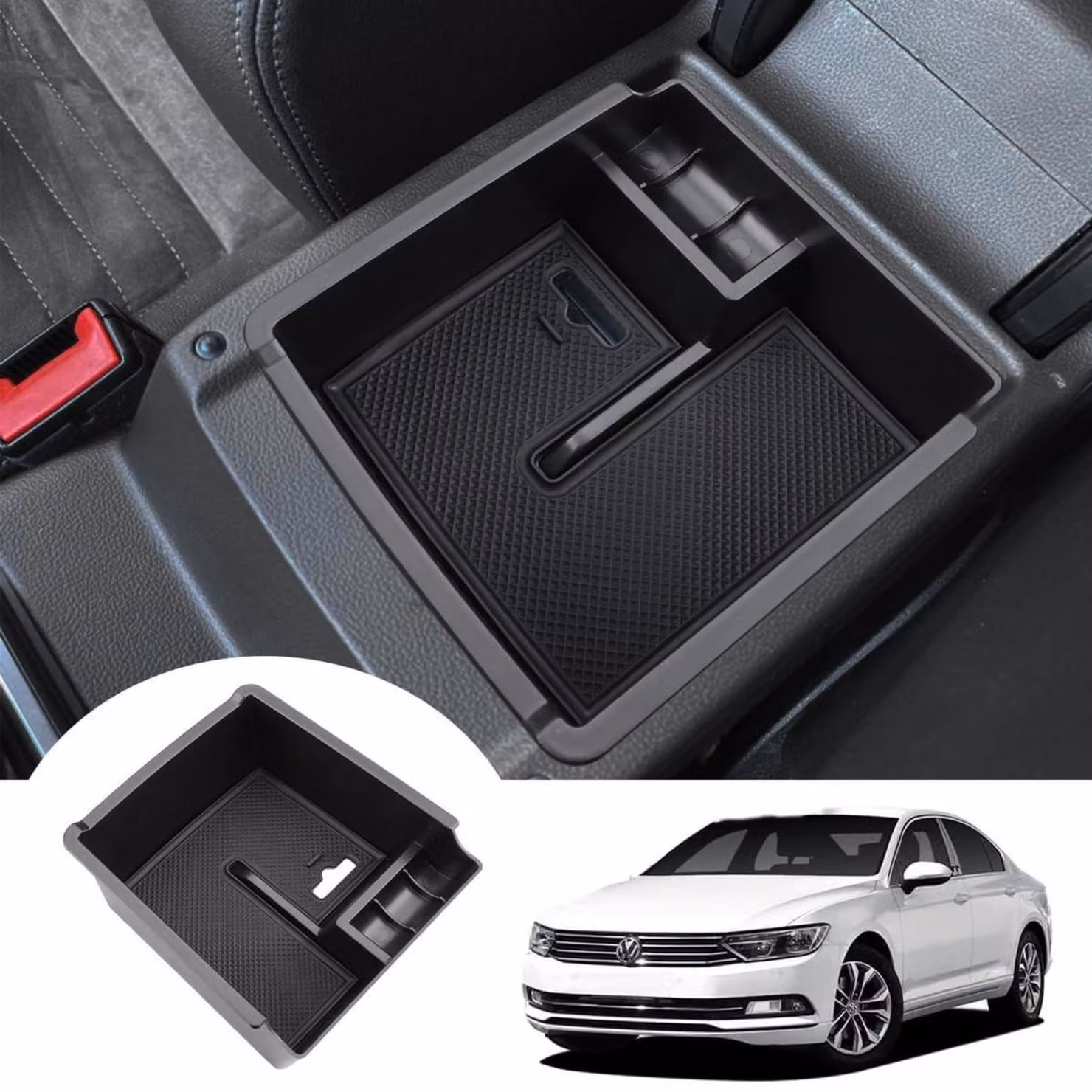 Contenitore portaoggetti per la console centrale, compatibile con Passat B8 e Arteon, realizzato in plastica ABS