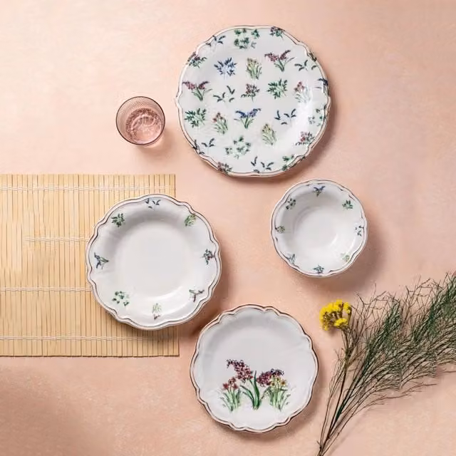 Servizio piatti DMORA in porcellana con decoro floreale, set da 24 pezzi, multicolore – 1