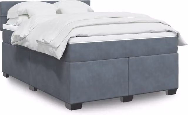 Letto con Giroletto a Molle e Materasso Ibrido vidaXL in Velluto Grigio e Bianco L/P/H: 140 x 190 cm