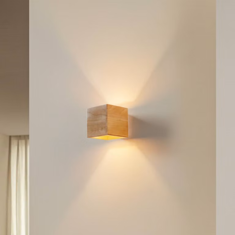 Applique Ara SOLLUX LIGHTING, dimmerabile, Legno chiaro, Soggiorno / Sala da pranzo, Legno, Moderno, Applique