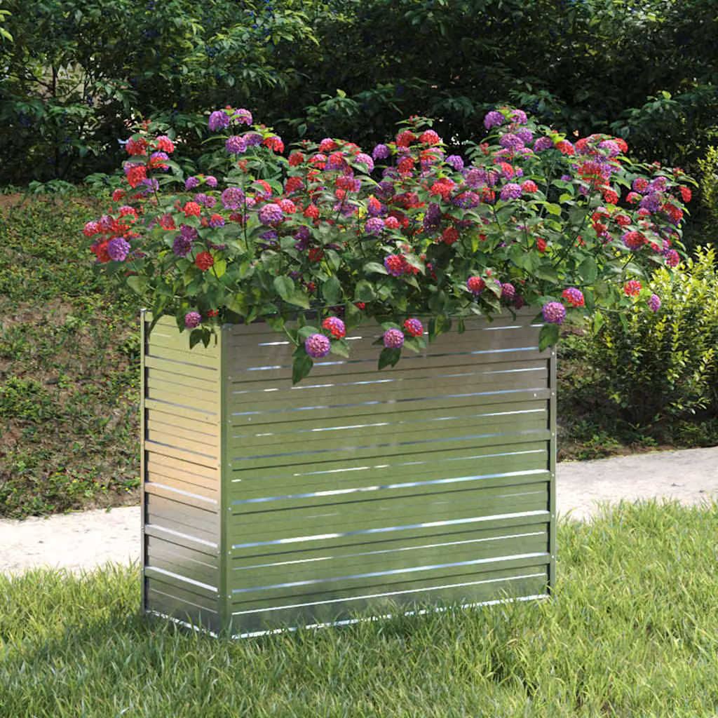 Letto rialzato da giardino vidaXL in acciaio zincato argento L 100 cm, P 40 cm, H 77 cm