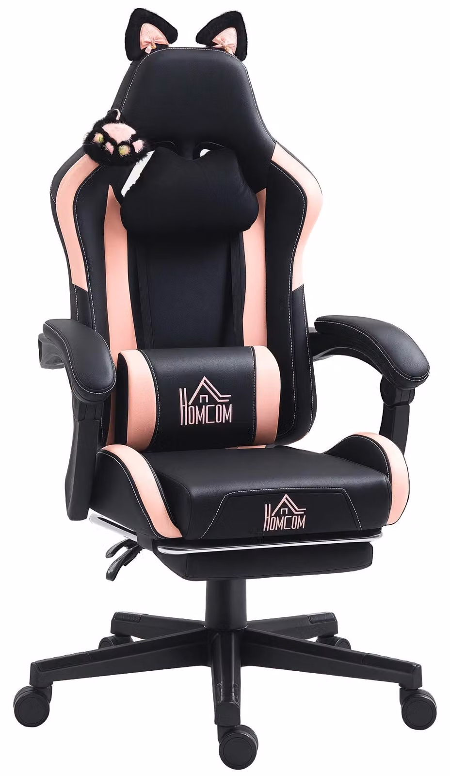Sedia da gaming - Modello 921-794V00BK - Sedia da ufficio ergonomica - Nera - Regolabile in altezza - Supporto lombare - Poggiapiedi - Braccioli