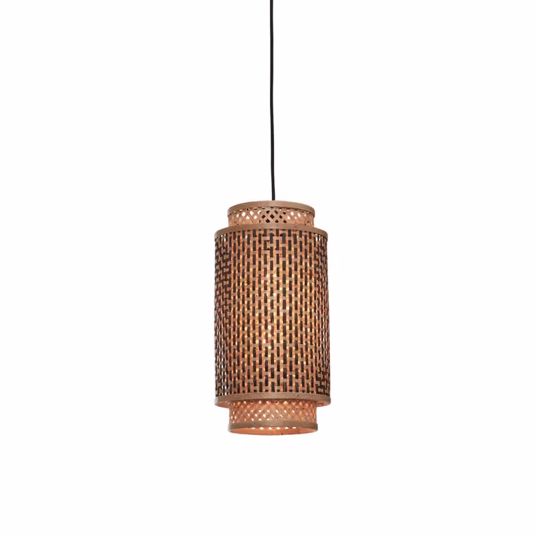 GOOD&MOJO - Lampada a sospensione Bhutan - Bambù/Nero - Ø18x35cm Lampada a sospensione - Lampada da tavolo - Lampada da soggiorno - Lampada da camera da letto - Soggiorno