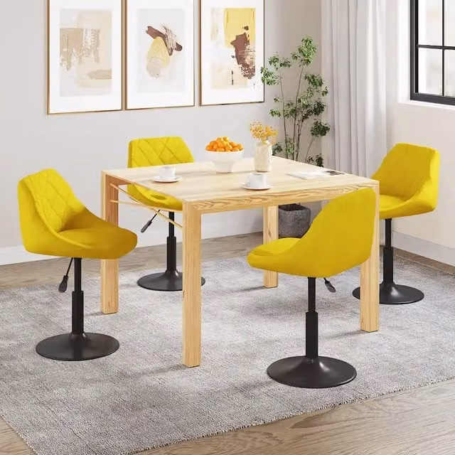 Sedie da pranzo Girevoli 4 pz Giallo Senape in Velluto 3088798