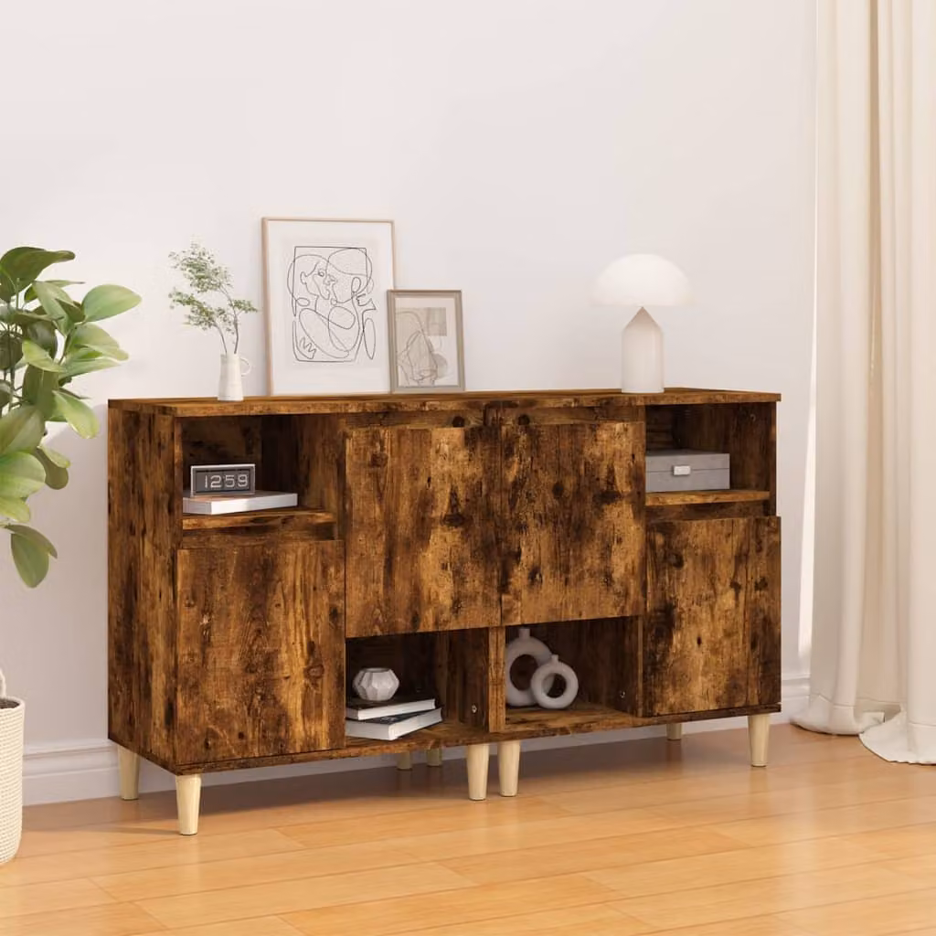 Set di 2 credenze vidaXL in legno multistrato color rovere fumo L: 60 cm, P: 35 cm, H: 70 cm
