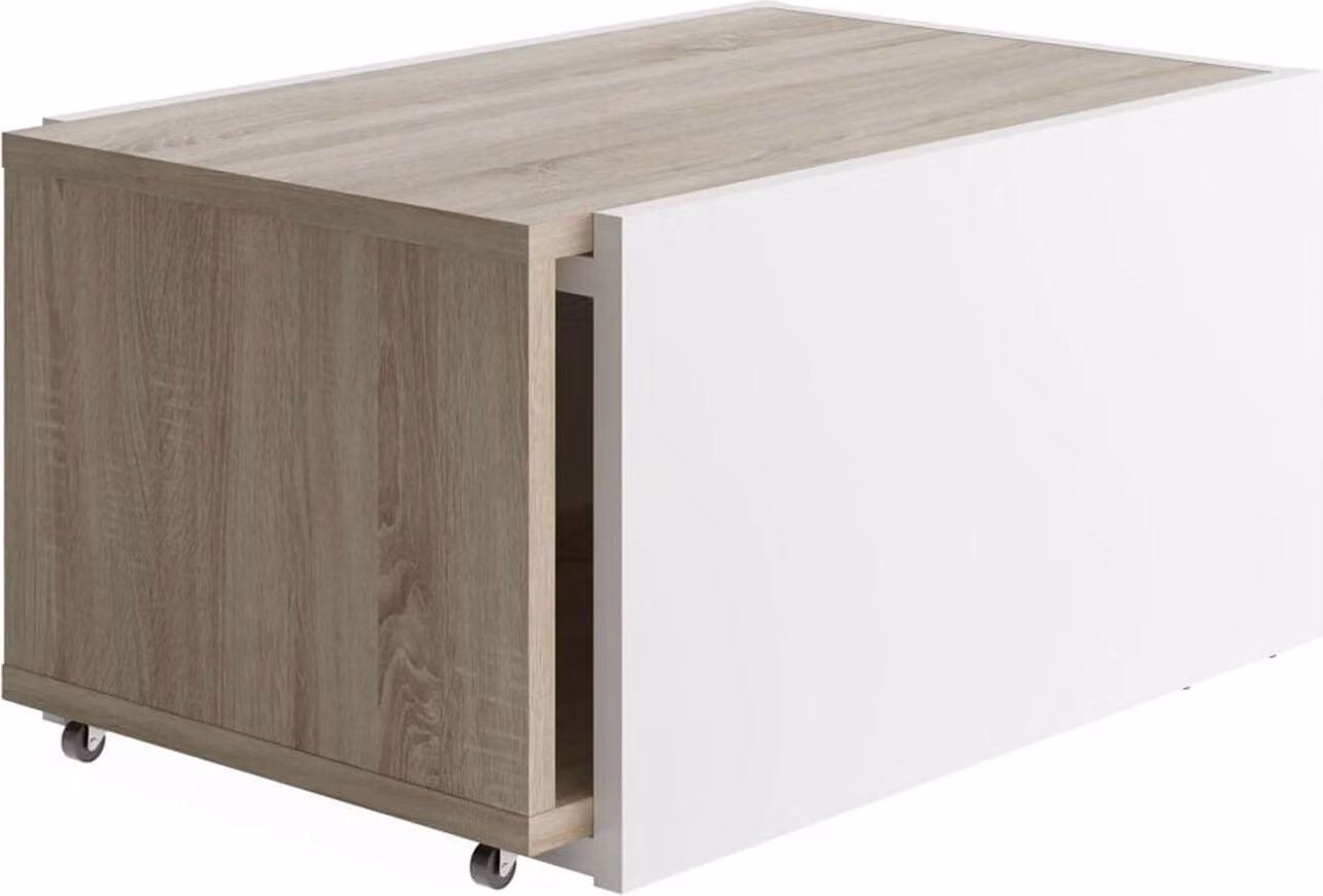 FMD Tavolino allungabile bianco e rovere